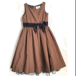 GAP Brown Kids Dress with Black Velvet Bow, girls size XS/5